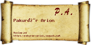 Pakurár Arion névjegykártya